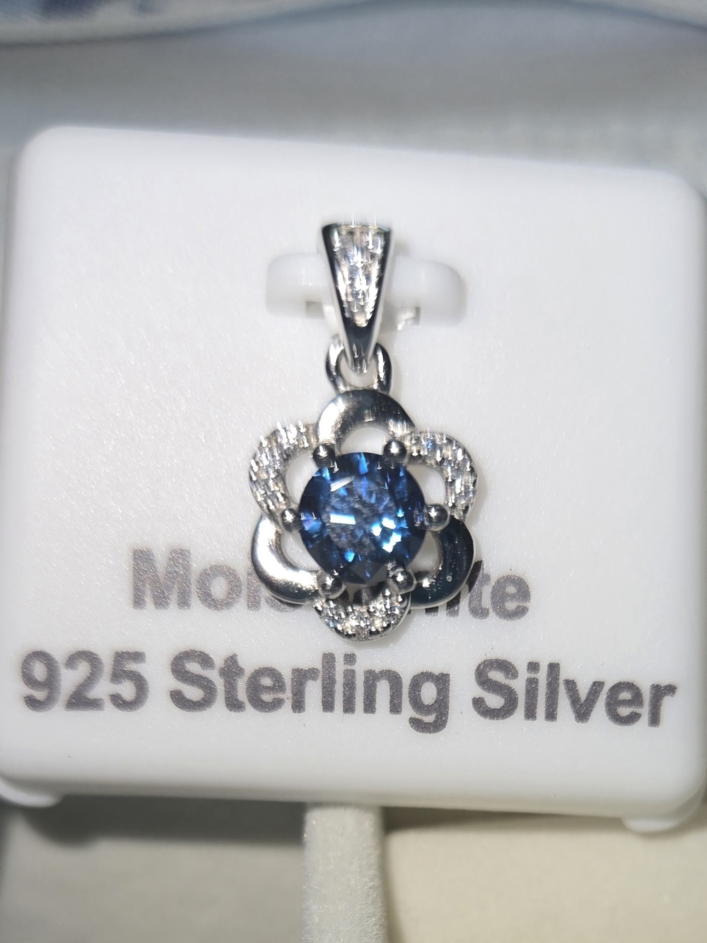 Sterling Silver Blue Flower Pendant - 925